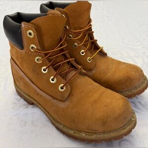 Timberland Waterproof Woman Lady 9M 6 Inch Tan Leather Suede Boots